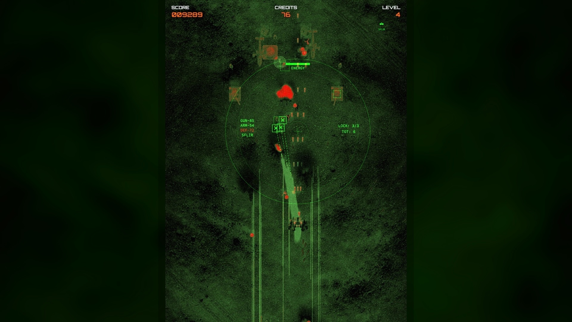 Fractal Strike gameplay in green sensor-vision mode