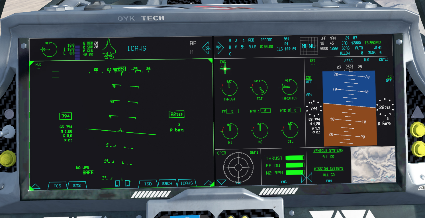 Custom XPSVR cockpit avionics display